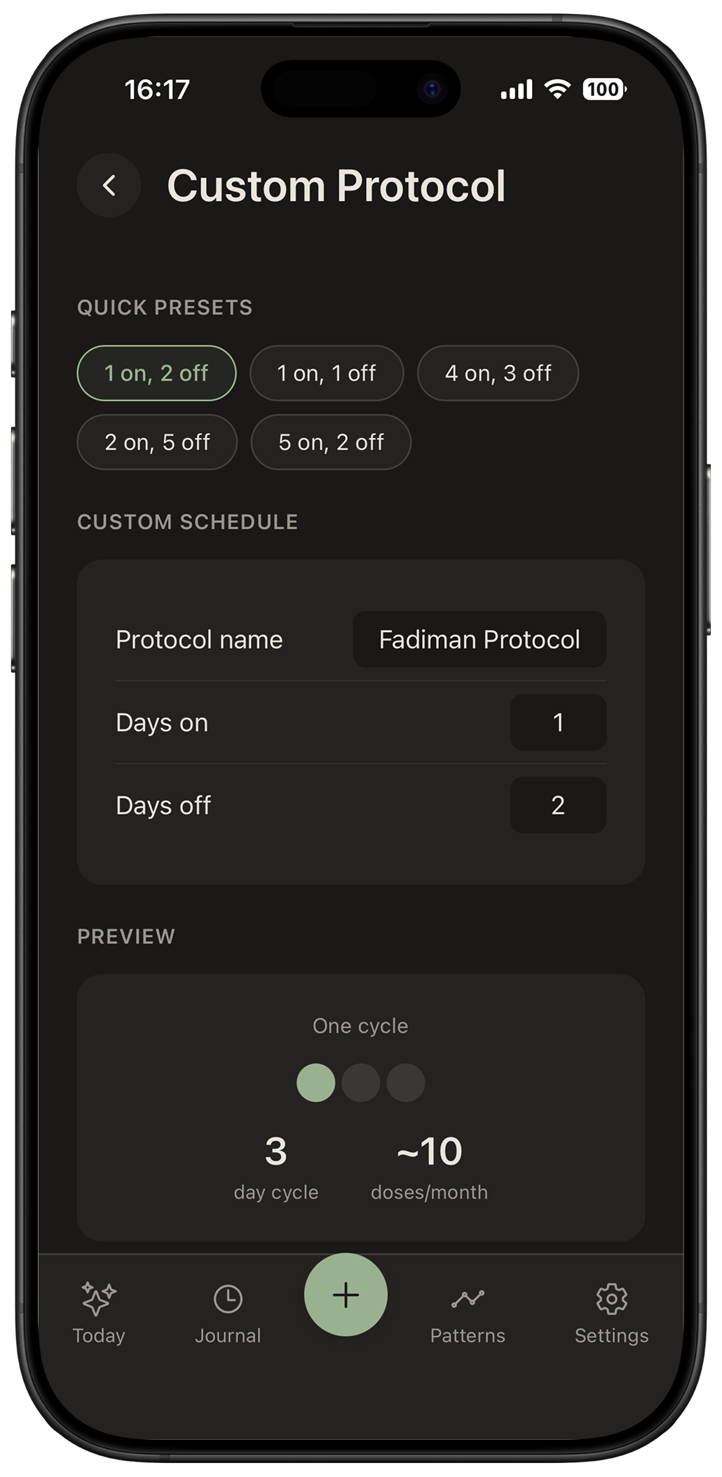 Custom protocol screen